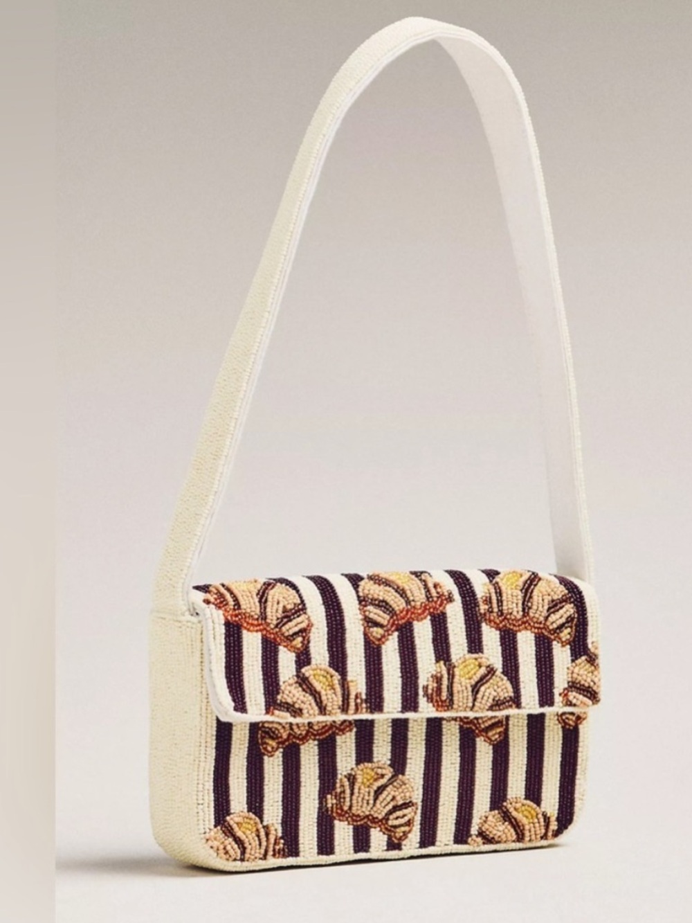 Anthropologie The Fiona Beaded Bag: Food & Drink Edition Croissant